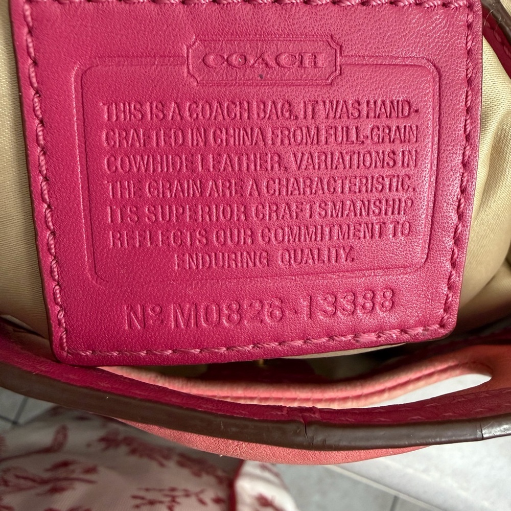 Coach Coral and Pink Leather Tote - Picture 6 of 10